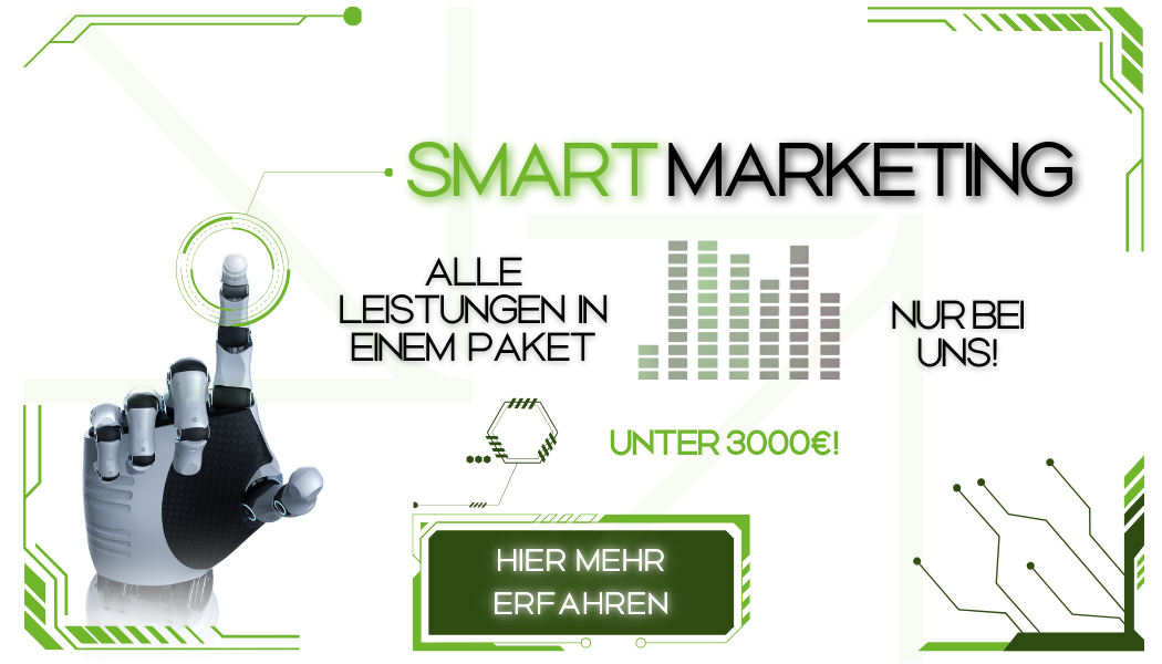 Roboterhand mit Text. Verweist auf Verlinkung zum smartMarketing Angebot,